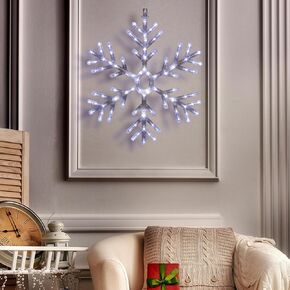 Alpine Corporation 24"H Indoor/Outdoor Hanging Snowflake Decoration with LED Lights