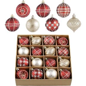 Valery Madelyn 2.36 Inches Christmas Tree Ornaments Set, 16ct Burgundy and Gold Shatterproof Christmas Tree Decorations Bulk, Luxury Hanging Ball Ornaments for Xmas Trees Holiday Decor
