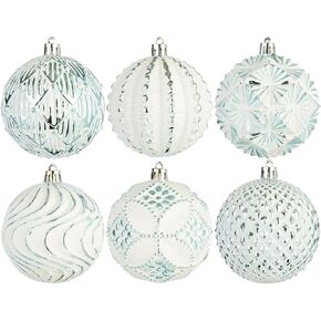 Red Farmhouse Christmas Ball Ornaments，6 PCS Vintage Rustic Distressed Xmas Hanging Ornaments Shatterproof Antique Traditional Style Christmas Tree Decorations