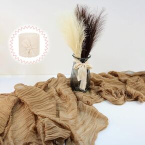 قطعتان من ديكور طاولة بوهو - قطعة واحدة بطول 10 أقدام و120 بوصة مفرش طاولة من القماش القطني الطويل مع شريط شيفون واحد بطول 5 ياردة، مفرش طاولة من شاش الطين للعشاء، وحفلات أعياد الميلاد، وحفلات استقبال المولود الجديد، وحفلات الزفاف in Kuwait