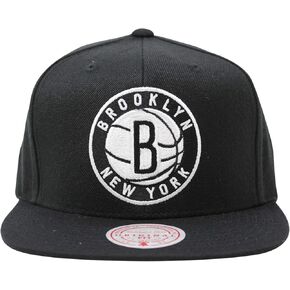 Mitchell & Ness Brooklyn Nets Snapback Hat for Men - Black/White/Grey Bottom - Basketball Cap for Men