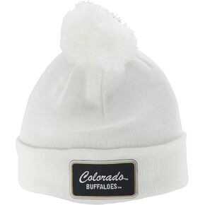 ZHATS Standard NCAA Officially Licensed Pom Beanie Patch Brick White, One Size