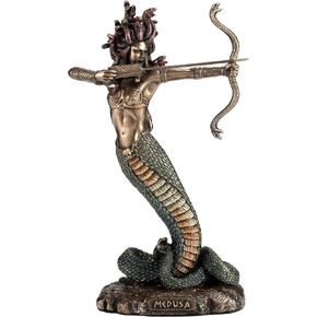 Veronese Design 6 1/8 Inch Furious Medusa Shooting Arrow Resin Sculpture Bronze Finish