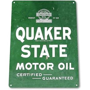 Metal Tin Sign For Quaker State Motor Oil Logo Garage Shop Auto Gas Retro Wall Decor Metal Tin Sign 8x12 Inches