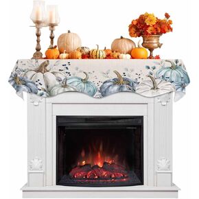 Fall Mantel Scarf 60 x 17 Inch, Pumpkin Bow Buffalo Fall Fireplace Mantel Scarf Sunflower Orange Leaf Mantel Cover Runner for Thanksgiving Autumn Harvest Decorations