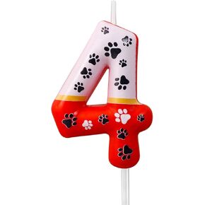 Blue Dog Paw Theme Birthday Candle, Blue Dog Birthday Cake Toppers for Boys Kids, Number 3 Candle, Blue Dog Paw Birthday Candle for Themed Birthday Party Decoration Supplies Favors Gifts