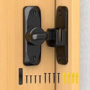 Sliding Barn Door Lock, 90 Degree Door Latch, Small Sliding Closet Door Hardware, Screen Door Lock and Latch for Closet, Garden, Barn Door, Cabinet, Bathroom, Pet Door, Shed (Silver-1 Pack)