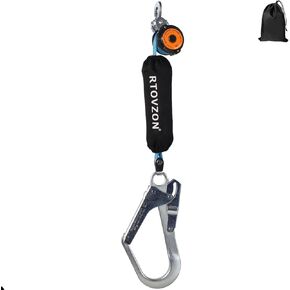 6 Feet Self Retracting Lifeline, Web SRL, No Tangle + External Shock Absorber, Retractable Safety Lanyard, Fall Protection Gear, OSHA ANSI Comply