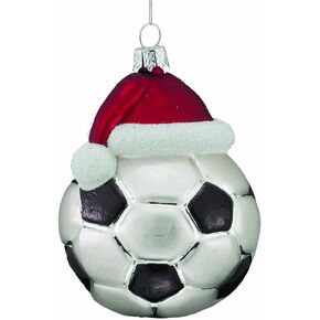 Kurt S. Adler Noble Gems Soccer Ball with Santa Hat Glass Ornament NB0285 for Christmas