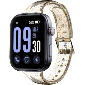 GTX13, GTX12 Smart Watches Band, Lamshaw 22mm Glitter Clear Silicone Transparent Clear Soft Silicone Sports Straps Compatible for Fitpolo GTX12, ENOMIR GTX12, Tensky GTX12, uaue T60, QXQ T60, QCOQ T60 Smart Watches
