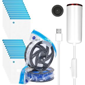 Sovol Filament Storage Bags, Vacuum Sealed Bags Kit for 3D Printing, Vacuum Compression Storage Bags, Prevent Moisture - 20 Bags with 1 USB Pump, 10 Desiccants & 4 Sealing Clips