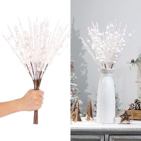 SY Super Bang 10 Pack Christmas Tree Decorations, Artificial Champagne Glitter Berry Stems Picks Sprays Twigs, Branches for Xmas Tree Vase Filler Home Holiday Decor.