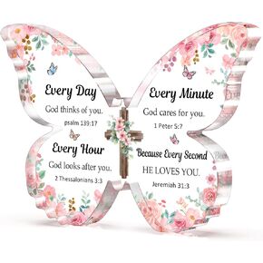 Christian Gifts for Women, Religious Gift for Women - 5x3.8x0.5 Inch Butterfly Acrylic Plaque Decor Christmas Gifts for Women - Mothers Day Christmas Birthday Gift for Christian Women