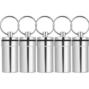 Pill Box,Waterproof Aluminum Pill Box Keychain,Pocket Pill Case, Portable Keyring Container Case Pocket Box,Portable Pill Container,Sealed Dispenser for Outdoor Travel (5 Pieces