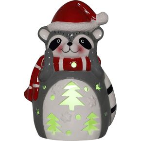 Stephanie Imports Christmas Tree with Snowman - Christmas Themed Ceramic LED Tabletop Figurine Statue