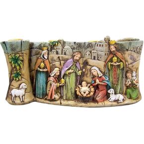 Catholic Brands Holy Family in Bethlehem Nativity Scene Resin Advent Candleholder, 10 1/2 Inch