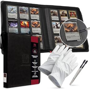 Top Loader Binder – Card Binder Top Loader with Tweezers and Gloves Included – TCG Binder, PU Leather Cover, 252 Top Loaders for Cards, Top Loader Sheets