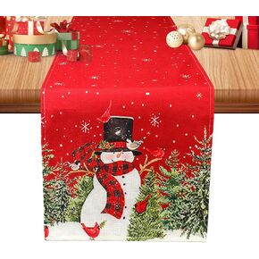 Christmas Table Runner - Linen Black and Red Buffalo Check Plaid Christmas Table Runner 72 inches Long, Winter Holiday Farmhouse Coffee Table Runner for Indoor Home Dining Christmas Table Decorations