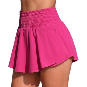 Women's High Waisted Swim Skirt Shorts with Zipper Pocket Quick Dry Board Shorts Skirt Front Swimsuit Bottom