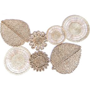 RUSHNKUR 7 Piece Decorative Hanging Wall Basket Set | Hanging Woven Baskets For Wall Decor | Boho Wall Decor For Living Rooms, Natural Beige