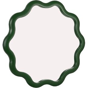 Creative Co-Op WavyScalloped Wood Wavy Wall Mirror, Green