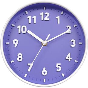 3D Number Wall Clock, 8 Inch Battery Operated Silent Clocks, Wall Mounted Non-Ticking Round Clocks, Colorful Cute Wall Clock for Children, Home Office Decoration(Blue)