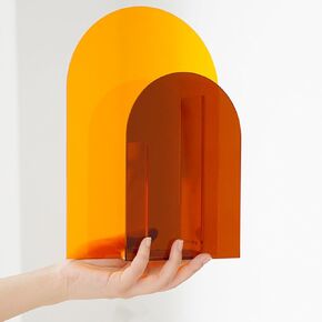 Geometric Vase, Decorative Vases, Office Innovative Acrylic Floral Vase Ornament Colorful Stylish Flower Base for Living Room Home Décor(Orange)