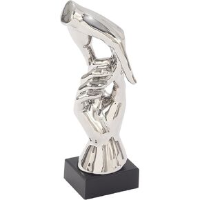 Deco 79 Polystone Hands Decorative Sculpture Home Decor Statue, Accent Figurine 5" x 4" x 13", Silver