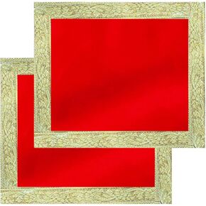 NAISHA Red Pooja Aasan Mat Set of 2, 14" X 14" Velvet Puja/Altar Cloth Mandir, Multipurpose Pooja Decorations Keeping Accessories of Temple, Chowki, Slab Article