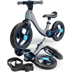 Folding Kids Balance Bike | Safety First 12" Toddler Bike for Boys & Girls 3 to 5 Years Old | Push Bike with Carry Strap