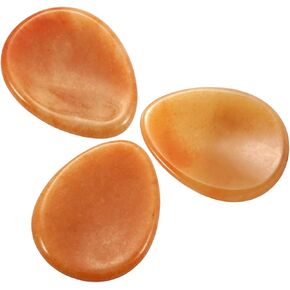 TUMBEELLUWA Thumb Stone Healing Crystal Palm Pocket Chakra Therapy Stress Relax Worry Stones,Pack of 3, Rock Quartz