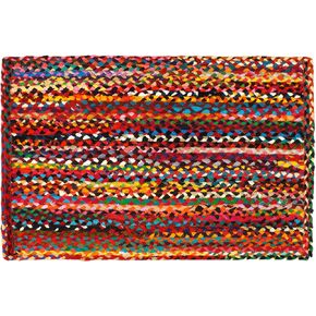 COTTON CRAFT Cotton Chindi Braid Rag Rug - Boho Farmhouse Rustic Area Accent Throw Rug - Handwoven Reversible Natural Recycled Cotton - Living Room Den Study Home Décor Gift - 2' x 3' - Multi Color