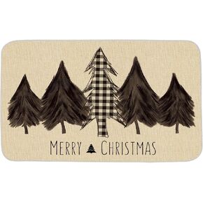 ONWAY Christmas Trees Door Mat Seasonal Winter Happy Holiday Farmhouse Doormat Kitchen Low-Profile Floor Rug Switch Mat for Home Decor Indoor Outdoor 47 x 17 Inch