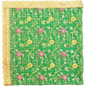 Decorative Mat Aasan Chunari Backdrop Artificial Silk Pooja Cloth Chunari Chunni Puja Indian Traditional Festival MATA Ki Chunri for Statue Chowki Aasan Mat(Size:- 38 Inches x 36 Inches)(Red)