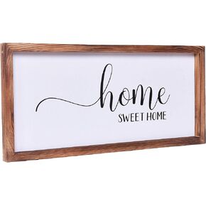 Farmhouse Decor,Modern Rustic Wall Art Home Decor,Home Sweet Home,Cute Solid Wood Framed Printed Sign for Entry, Living Room, Foyer, Hallway, Dining Room,Clear and Easy to Read,Size 8x17 Inches