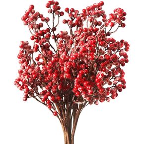6 PCS Artificial Red Berry Stems,19.7 Inch Long Burgundy Red Berry Picks Holly Berries Branches for Christmas Tree Decorations Crafts Wedding Holiday Season Winter Décor Home Decor