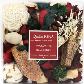 Qingbei Rina Christmas Potpourri,Cinnamon and Apple Scented Holiday Potpourri Bowl Filler,Dried Flowers, Home Fragrance Sachet of Petal, Vase Filler Winter Decor,Thanksgiving Gift,Bulk 14 oz(Red)