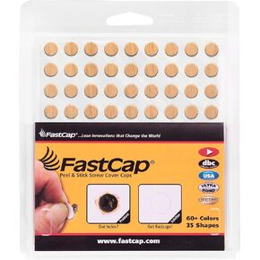 FastCap - Screw Hole Covers, 3/8" (9mm) Round Stickers - Professional Woodworking, Furniture, and Cabinetry Projects - Five Sheets (90 Caps on Each Sheet) - Unfinished Real Wood, Color- Red Oak