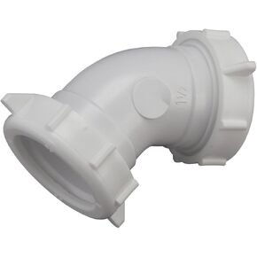 Plumb Pak PP20557 Drain Pipe Elbow with Reducing Washer, 45 Deg, 1-1/2 in, Plastic