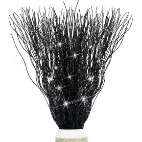 10 PCS Glitter Christmas Picks Sprays Sparkle Curly Ting Branches Decorative Sticks Stems Artificial Curly Wispy Willow Twigs for Christmas Tree Vase Fillers Crafts Garland Home Decor (Black, 10) in Kuwait