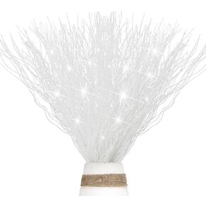 10 PCS Glitter Christmas Picks Sprays Sparkle Curly Ting Branches Decorative Sticks Stems Artificial Curly Wispy Willow Twigs for Christmas Tree Vase Fillers Crafts Garland Home Decor (Black, 10)