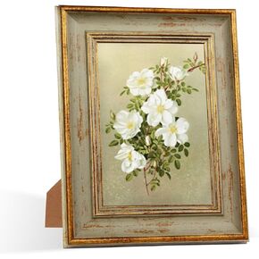 8x10 Vintage Picture Frame Retro White Gold Line Picture Frames Antique Photo Frame Wall Hang Desktop Decor Display Christmas Birthday Gifts for Mom Grandma Women