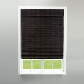 Radiance Cordless Bamboo Roman Shades for Windows - Flatweave Bamboo Blinds for Reduce Bright Light - Easy to Lift & Fold Up Window Shades - Espresso - 29 in. W x 64 in. L - (2208828E)