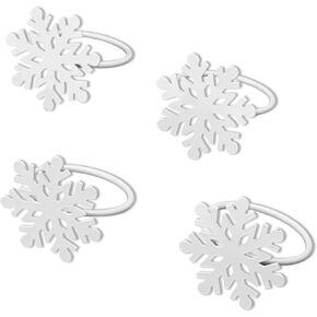 Beautiful White Classic Snowflake Napkin Rings Set of 4