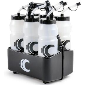 1 Liter Sports Water Bottle, BPA-Free Plastic, 34 Oz Capacity, Large Mouth, 2 Lids with Bottle Carrier (Clear)