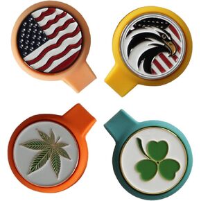 Silicone Golf Ball Marker Hat Clip with Strong Magnetic Closure, Ball Marker Included, 4 Pack