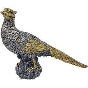 Resin Pheasant Figurine Home Décor - 13" Big Bird Statue Animal Sculptures Figures Bronze Mid-Century Modern Art