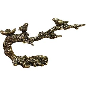 1 PCS Multifunction Magpie and Plum Blossom Figurine Incense Holders Golden Home Decoration Sculpture Paint Brush Rest Incense Cone Holder for Zen Decor Calligraphy Practice Office Desktop