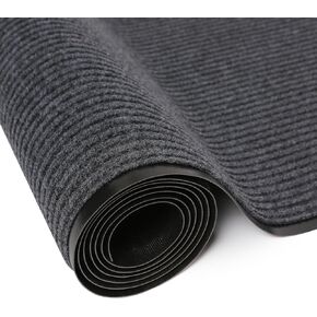 3' x 10' Striped Brush Step Entrance Floor Mat Commercial Grade High Traffic Guard Doormat with Rubber Backing Low Profile Commercial Rugs for Entryway Indoor Outdoor