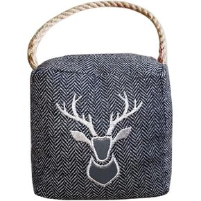 Decorative Door Stopper, Door Stoppers for Bottom of Door, Heavy Duty Door Stops Floor, Weighted Fabric Door Stop for Home and Office Holiday Decorations (Brown with Reindeer)